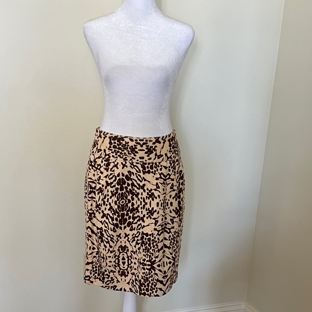 Banana Republic Tan and Brown Patterned Pencil Skirt